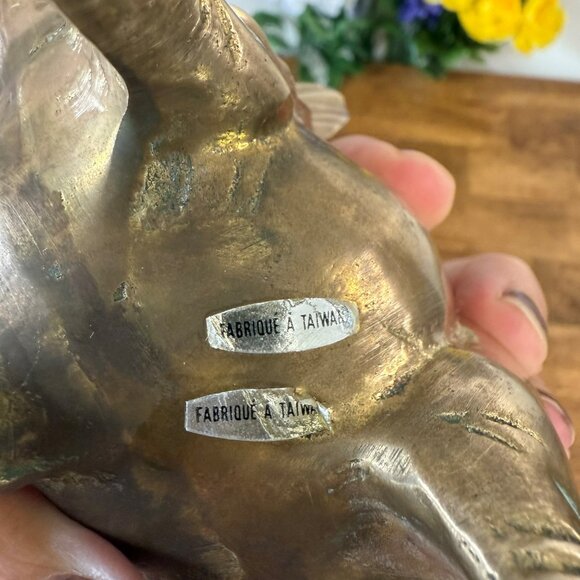 Vintage Solid Brass Elephant Figurine Made in Taiwan –‎ Trunk Up Lucky Elephant - Picture 7 of 7